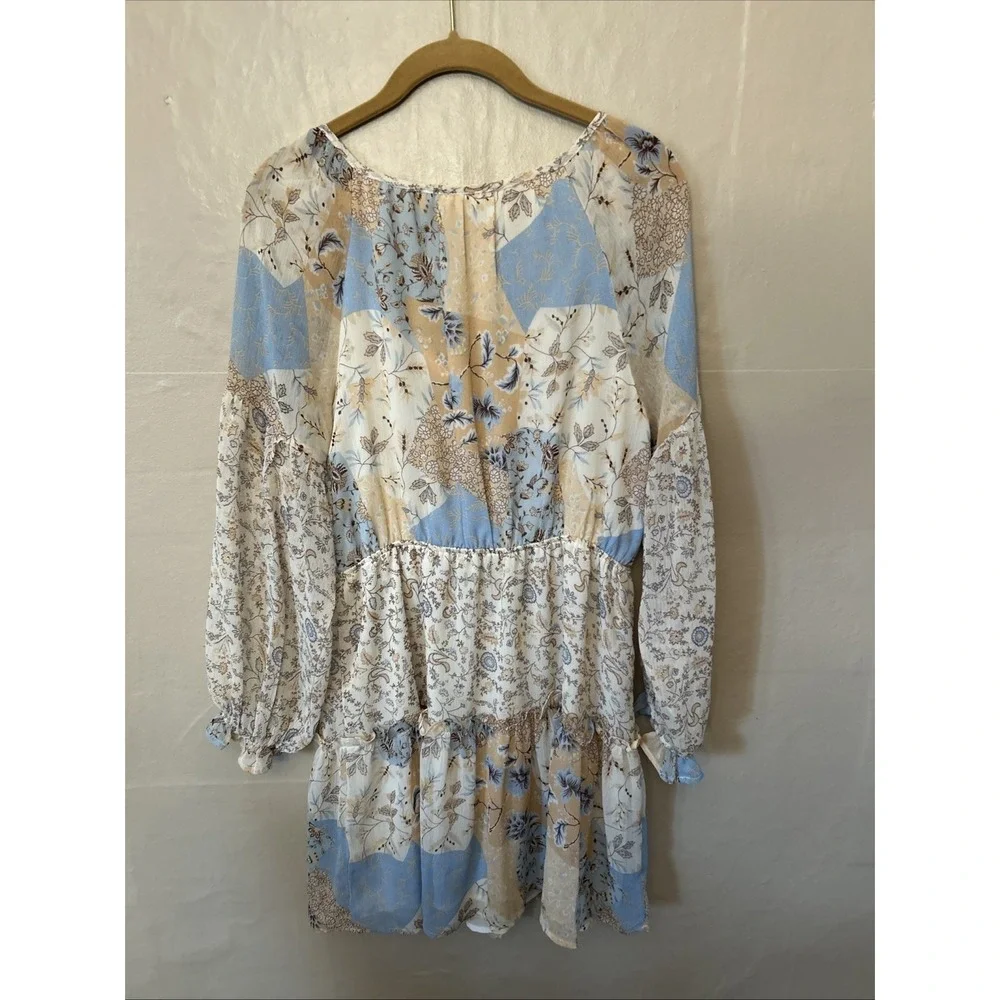 Illa Illa‎ Dress Medium Multi Media Print Cream Blue